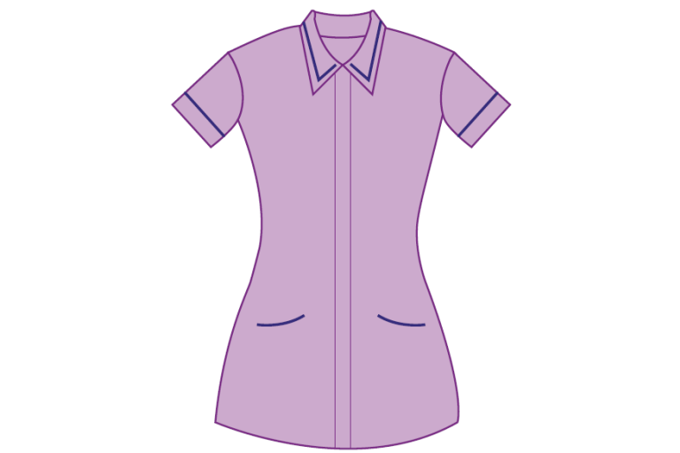 Lilac uniform with navy piping