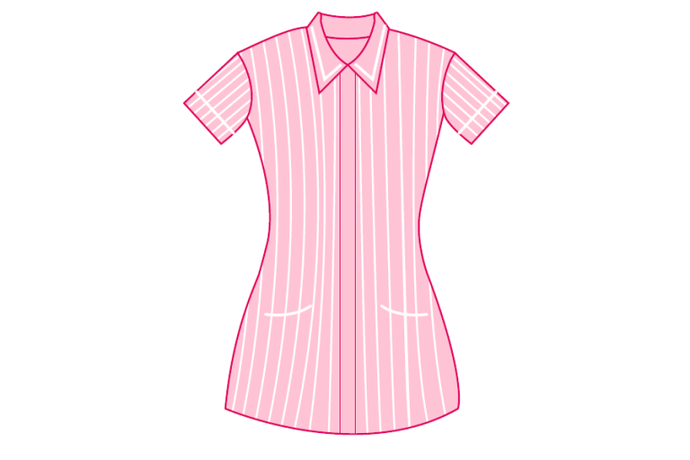Pink and white striped uniform