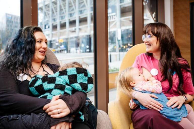 Young parents chatting 