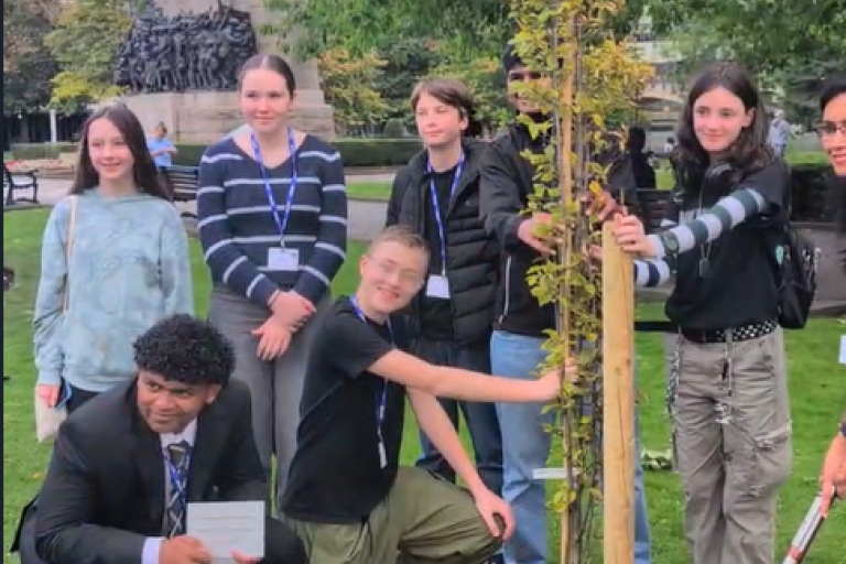 young people planting tree