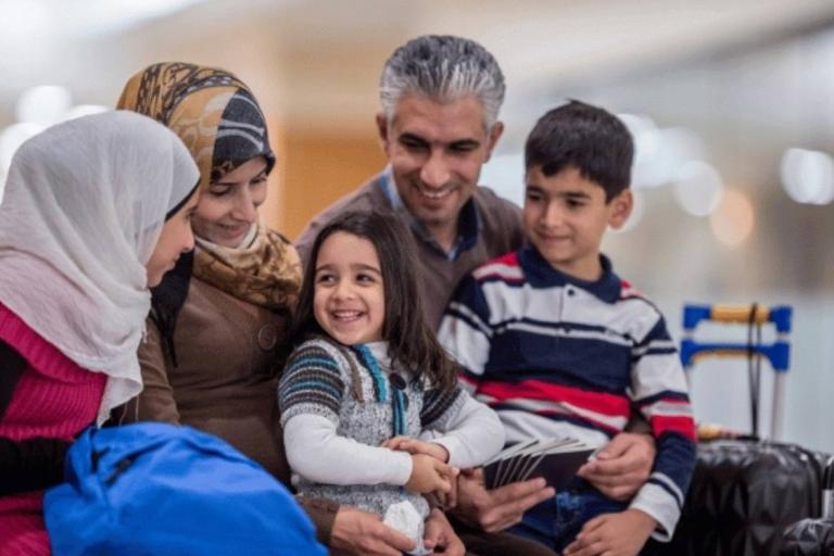 Family smiling at each other