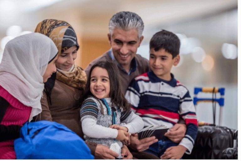 Family smiling at each other