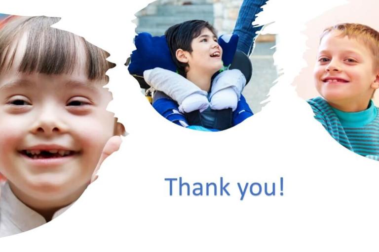 Collection of photos of children with additional needs and disabilities smiling