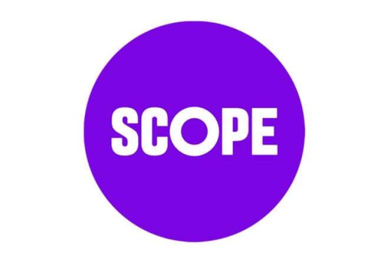 Purple circle with the word scope written through the middle