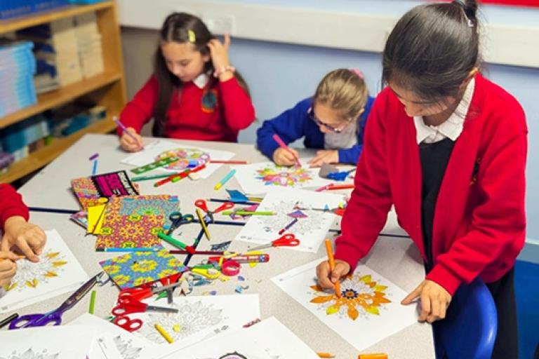 Children taking part in Divali arts and crafts session