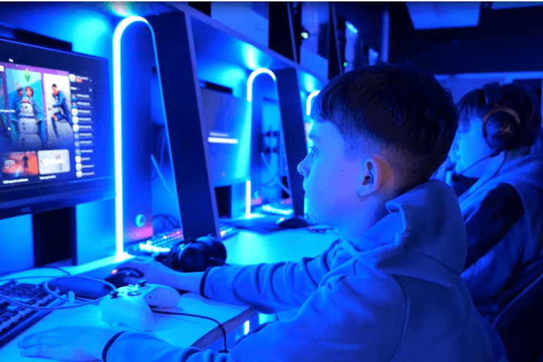 young people in a computer lab